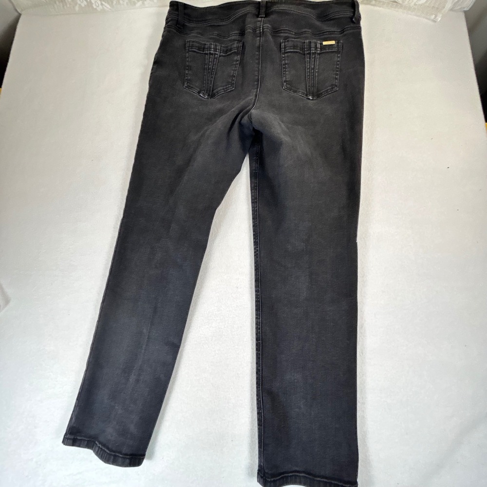 Chicos So Slimming Ankle Jeans Womens 3 Black Straight Leg Stretch Denim Gold HW - Picture 10 of 11